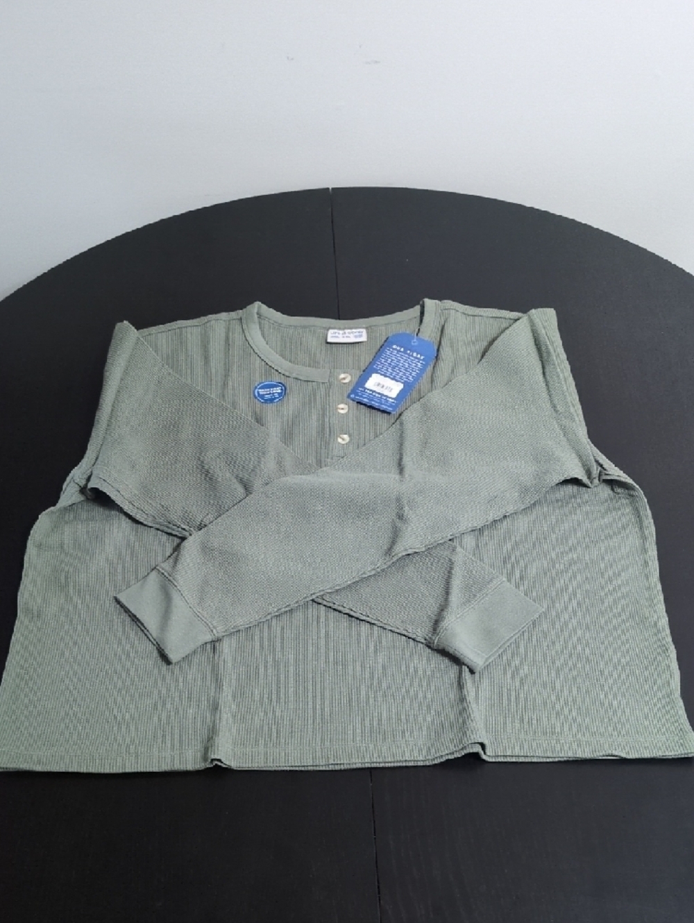 Life Is Good Olive Green Waffle Henley Long Sleeve Shirt